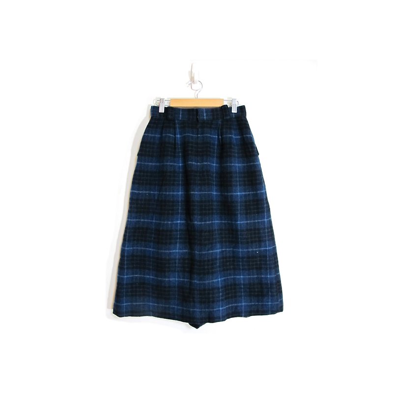 [卵]良い生徒の工場ヴィンテージ深海ヴィンテージ格子縞のウールのスカート - スカート - その他の素材 ブルー