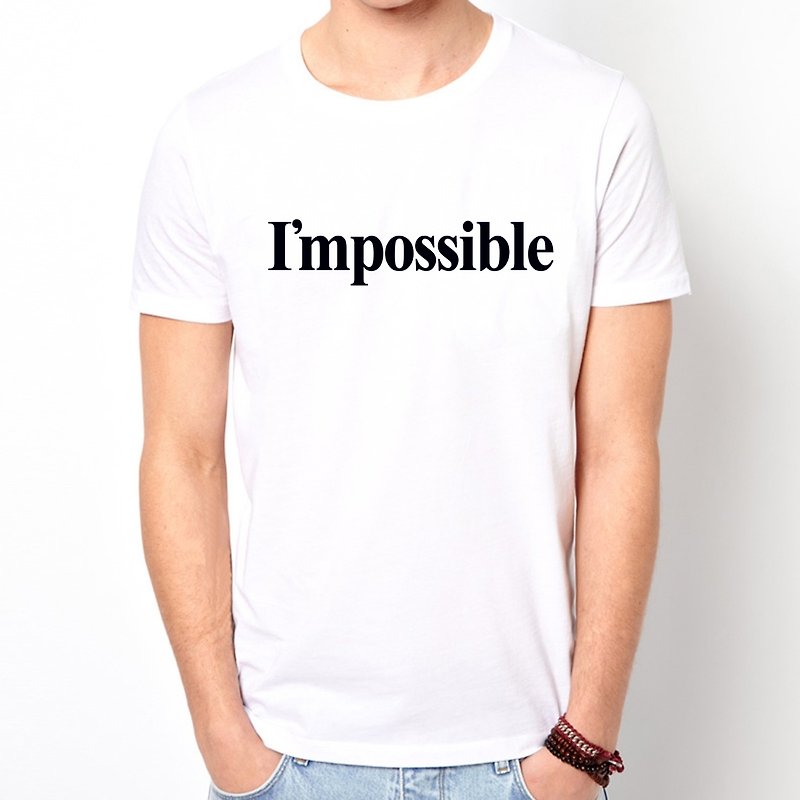 I'mpossible 半袖 T シャツ-白 無限の可能性 温清 アート デザイン オリジナル ブランド テキスト ビジョン - Tシャツ メンズ - コットン・麻 ホワイト