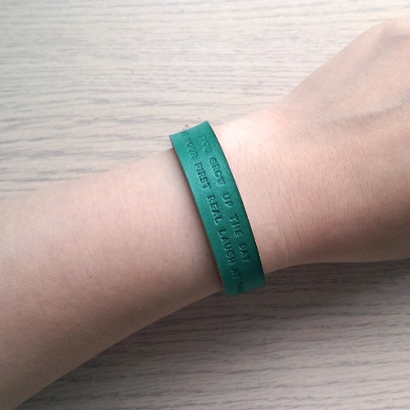 Motto Leather Bracelet│Green Cyan SAC02004 - Bracelets - Genuine Leather Green