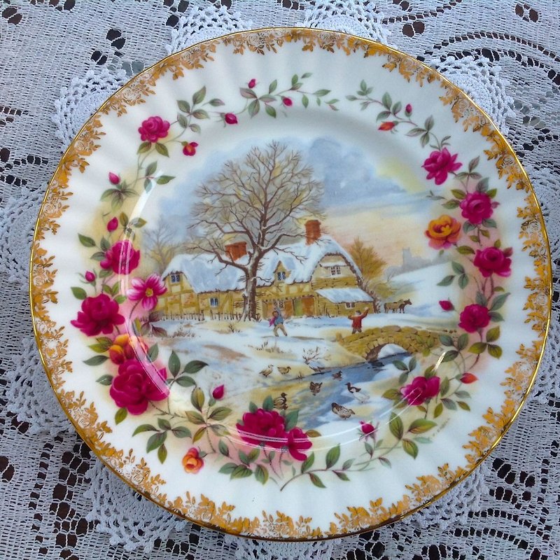 ♥ Anne Crazy Antique ♥ British Bone - Royal Albert Royal Albert 1989 Limited Spring, Summer, Autumn, Autumn, Four Seasons - Small Plates & Saucers - Other Materials Multicolor