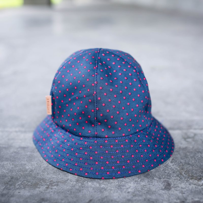 [Sunny & Rainy sided hat] ZiHAT-001 / blue and gray dots + Notes Please inform the head of plain dark blue / public orders confining scores - หมวก - วัสดุอื่นๆ 
