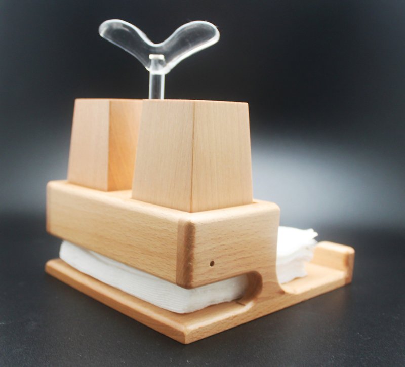 Whale-shaped Napkins and Pepper Jar holder | Seasoning Jar | Home Decor - Cutlery & Flatware - Wood Brown