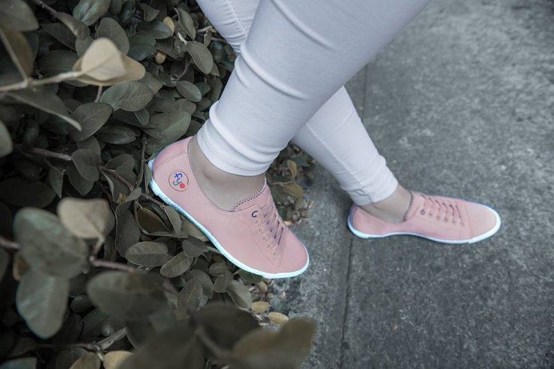 FYE France pale pink color green shoes Taiwan PET bottles fibers (recycling concept, durable, does not break down) girls casual comfort shoes --- ‧ simplicity. - รองเท้าลำลองผู้หญิง - วัสดุอื่นๆ สึชมพู