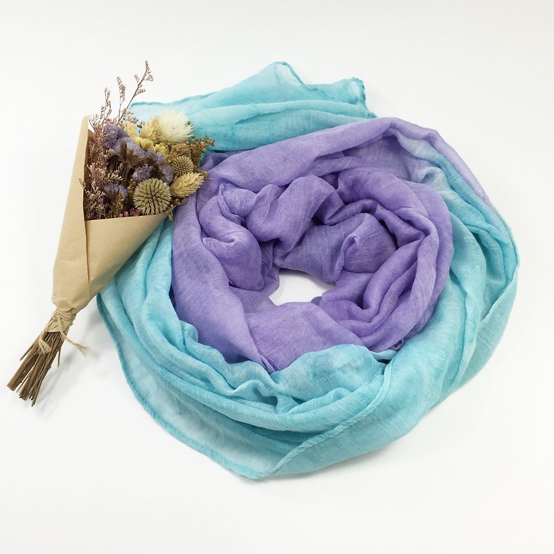 坦桑石 手染圍巾 絲巾 聖誕禮物 交換禮物 - 絲巾 - 其他材質 紫色