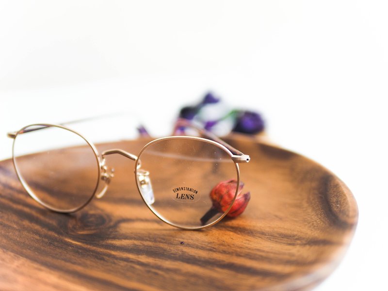 河水山 - 簡約金絲 鏡腳琥珀色橢圓框眼鏡 Japan 日本好學生 金框 橢圓 雕花 - 眼鏡/眼鏡框 - 其他材質 金色