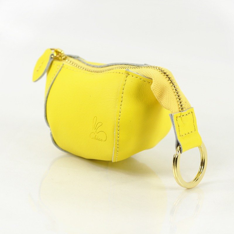 Full rabbit bunny purse / leather (egg yellow) - กระเป๋าใส่เหรียญ - หนังแท้ สีเหลือง