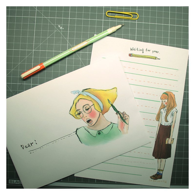 甜蜜生活系列信紙+信封恰恰好組合包 - Cards & Postcards - Paper Multicolor