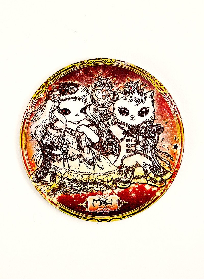 喵 哇 哇 哇 かわいい hand painted ceramic water coaster ~ cat prince and cat princess - Coasters - Other Materials 