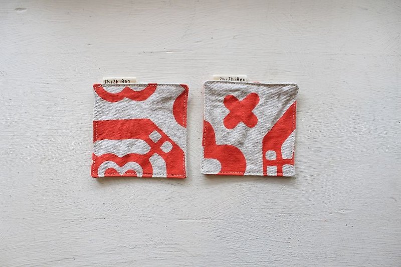 【ZhiZhiRen】厵| Coaster-Front Golden Window Flowers 2pcs - Coasters - Other Materials Red