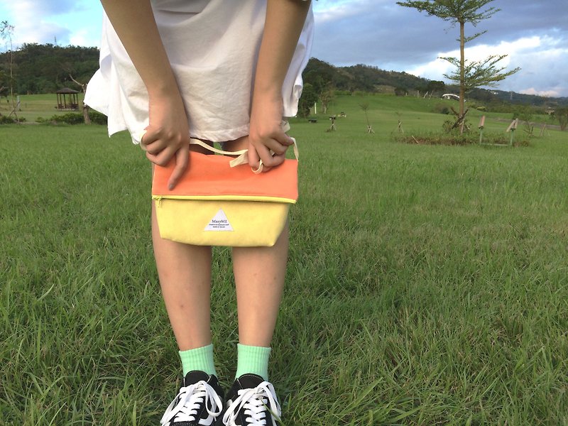 MaryWil Colorful Shoulder Bag-Orange/Yellow - กระเป๋าแมสเซนเจอร์ - กระดาษ หลากหลายสี