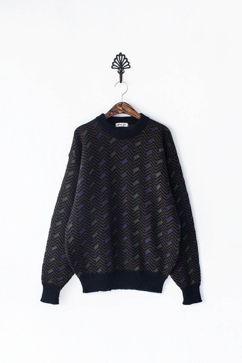 【Banana Flyin'】日本 黑底 鋸齒 套頭毛衣 - Women's Sweaters - Other Materials Multicolor