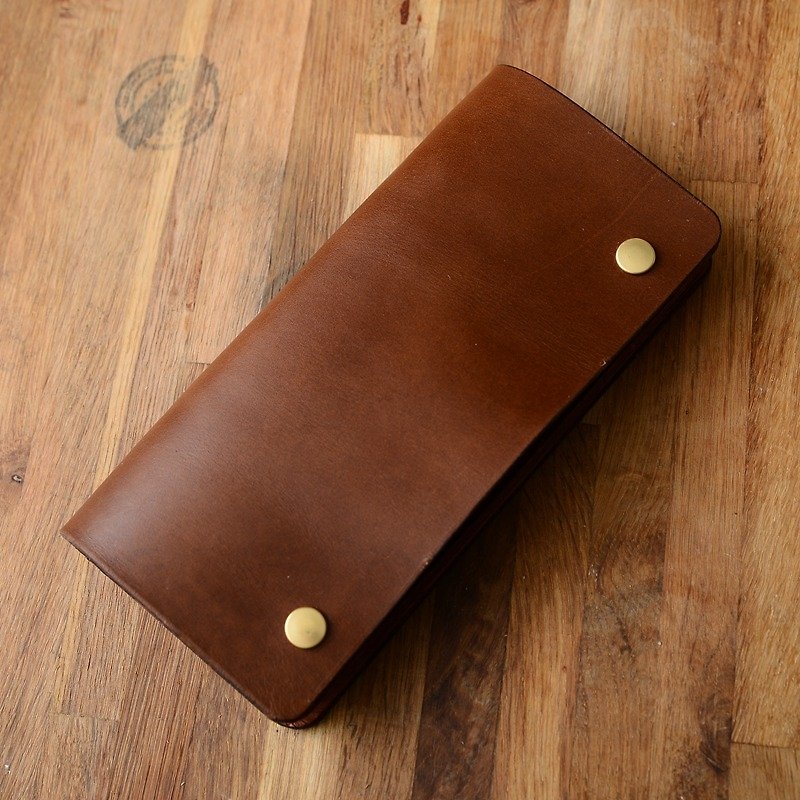Cans Handmade Pure Handmade Custom Leather Crafts Inner Truck Wallet Men's Long Wallet Wallet - Wallets - Genuine Leather Brown