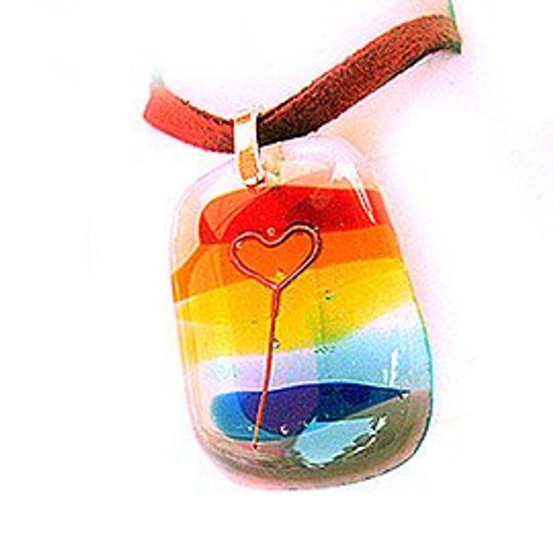 Rainbow glass necklace - สร้อยคอ - แก้ว สีแดง