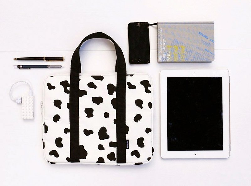 ultrahard 小旅行平板電腦包系列 - 小乳牛 - 電腦袋 - 棉．麻 黑色