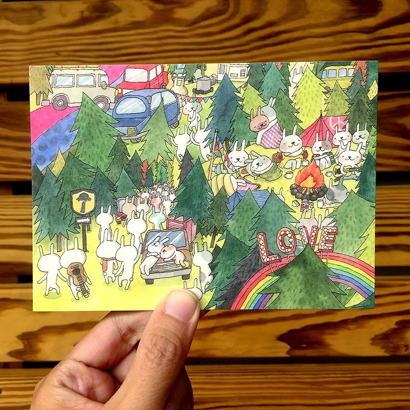 デザインポストカード | Bunny Music Festival Love - カード・はがき - 紙 グリーン