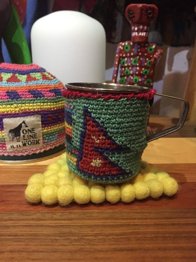 ✿saibaba ethnique / ONE LINE WORK Nepal rainbow flag knitted cup (supplied steel cup !!) ✿ - อื่นๆ - โลหะ หลากหลายสี