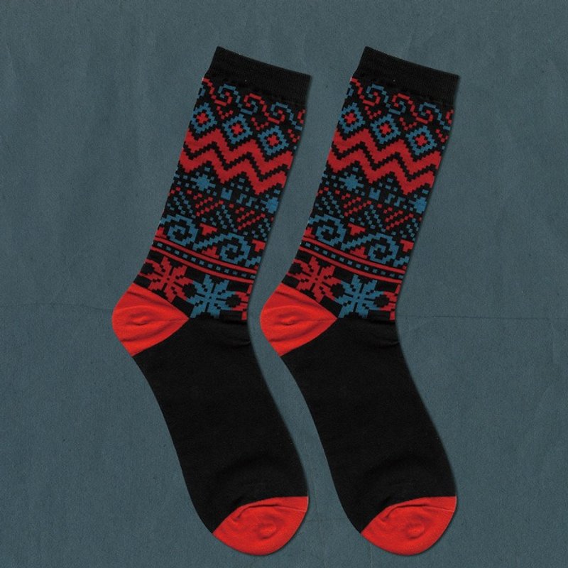 [Series] five original elements Totem Totem stockings - Socks - Cotton & Hemp Black