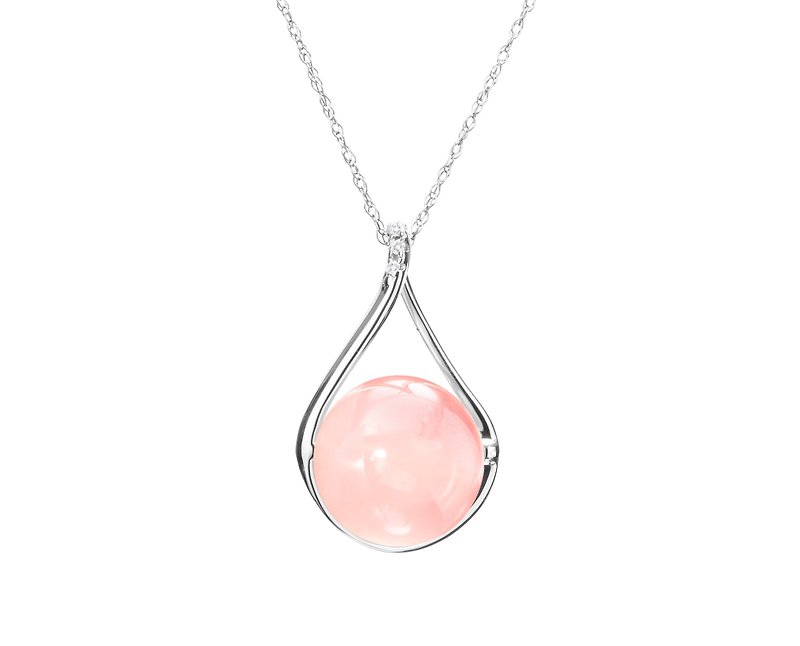 Rose Quartz Necklace, Stone Quartz Gold Pendant, 14k Heart Chakra Pink Gemstone - Collar Necklaces - Precious Metals Pink