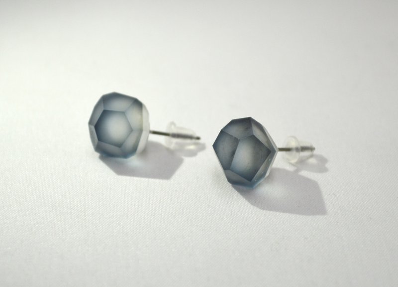玻璃素材 耳環 “ section ” 深灰色 - 耳環/耳夾 - 玻璃 灰色