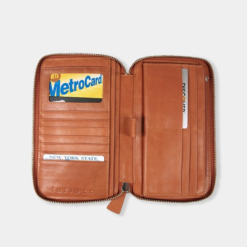 UN1 Travel Passport Leather Wallet with Pen Holder – Autumn Orange - Wallets - Genuine Leather Orange