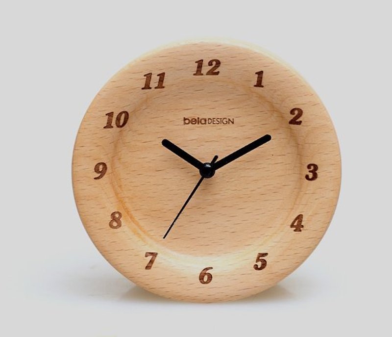 木入三分。德國櫸木 寬邊圓形時計 - นาฬิกา - ไม้ สีทอง