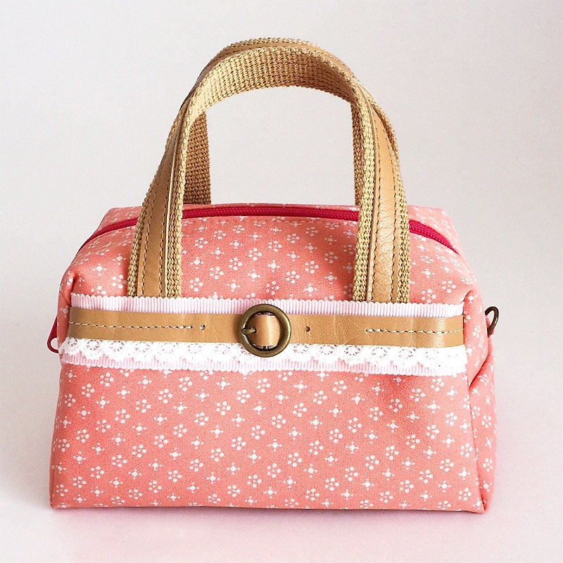 和文様ミニボストン - 化妝袋/收納袋 - 其他材質 粉紅色
