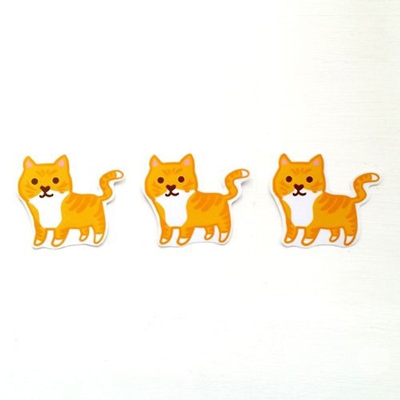 1212 fun design waterproof stickers funny stickers everywhere - orange cat - สติกเกอร์ - วัสดุกันนำ้ สีส้ม