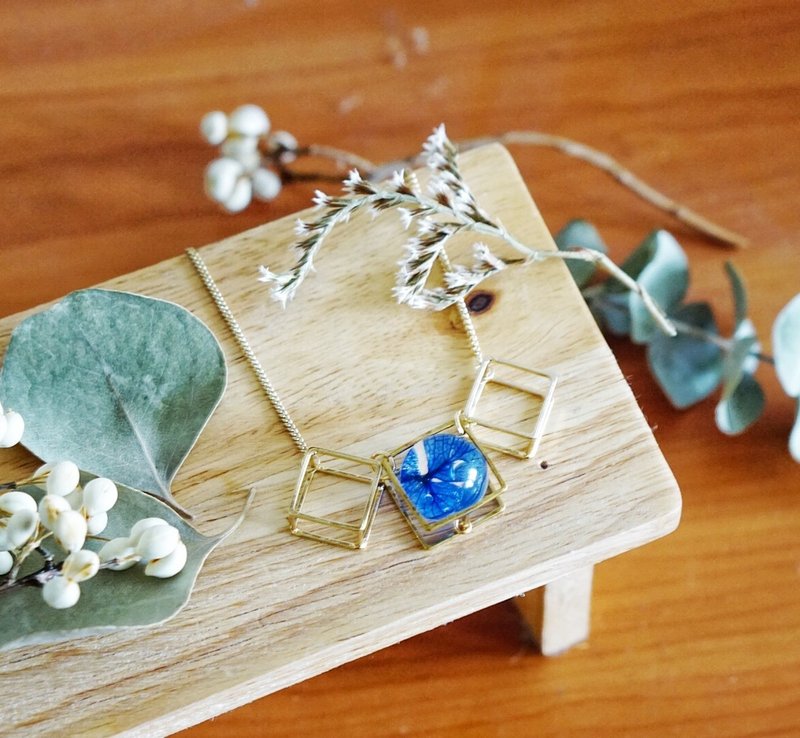 The Dreamy Marble Necklace(Compound) - Blue Hydrangea - Necklaces - Other Metals 