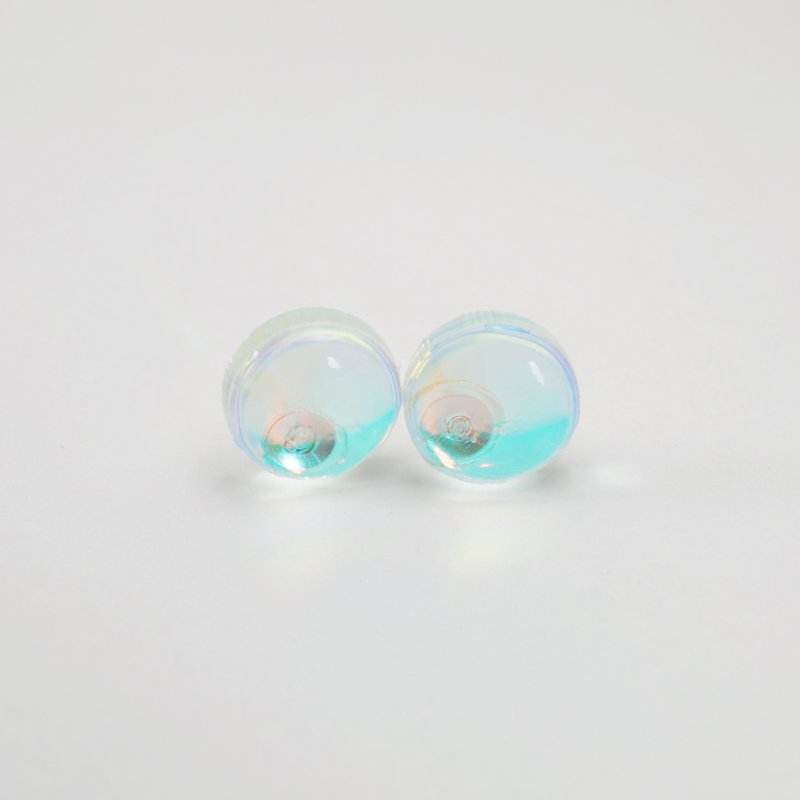 水滴耳環 迷你圓形藍色 - 耳環/耳夾 - 壓克力 藍色