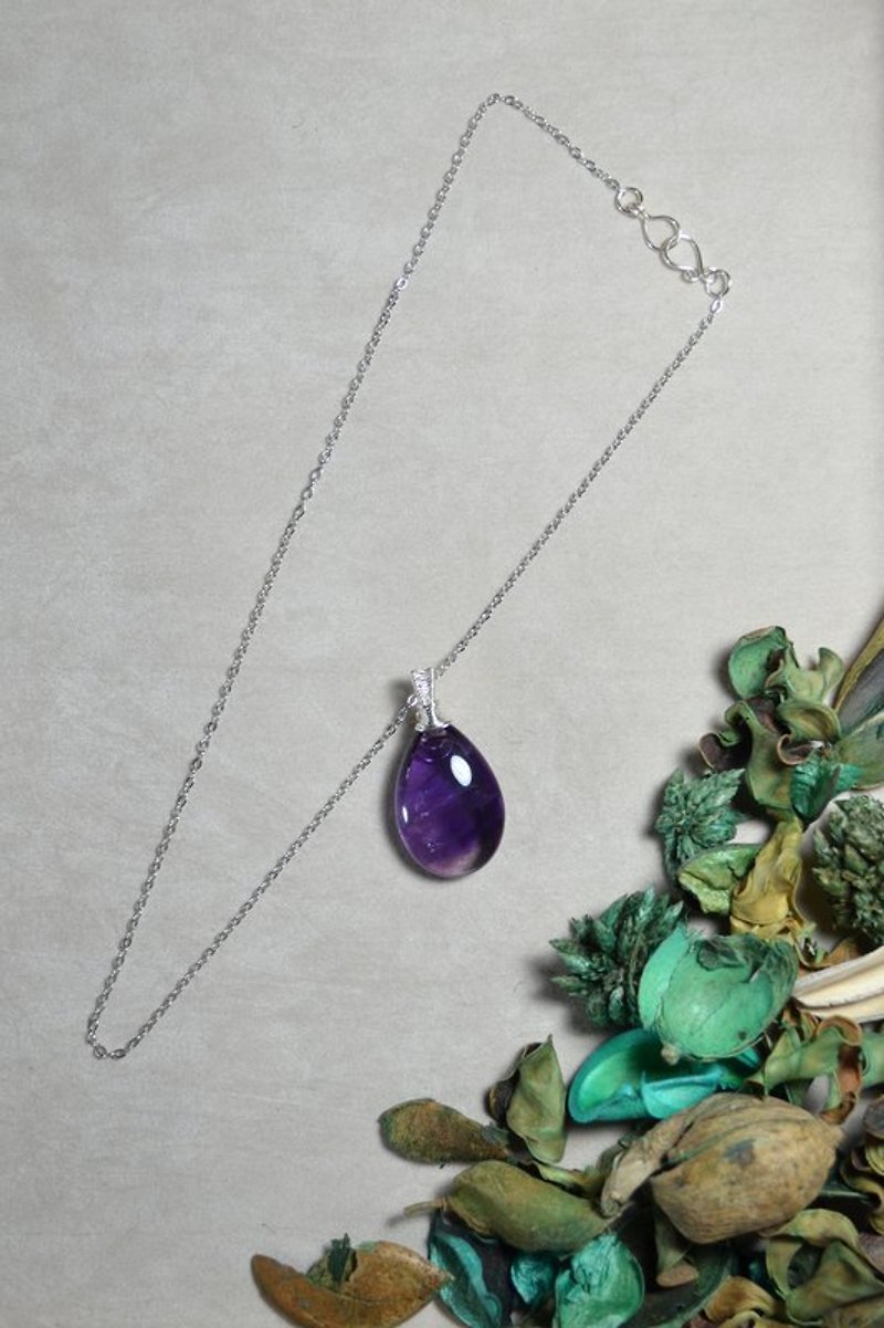 特級紫晶設計-金屬線/水晶 - Necklaces - Gemstone Purple