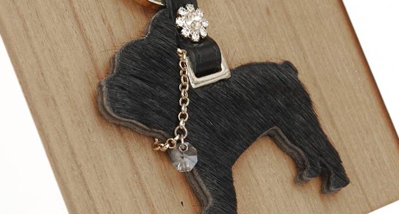 [CHIC DOG] Classic Fur Leather Ornaments-Double-sided Horse Hair (Fashion Black) - Charms - Genuine Leather Black