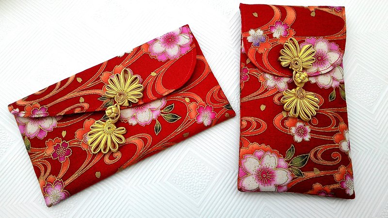 ● golden bonus cherry clouds Bags Group / money mother bag / book bag (Limited) - กระเป๋าสตางค์ - ผ้าฝ้าย/ผ้าลินิน สีแดง