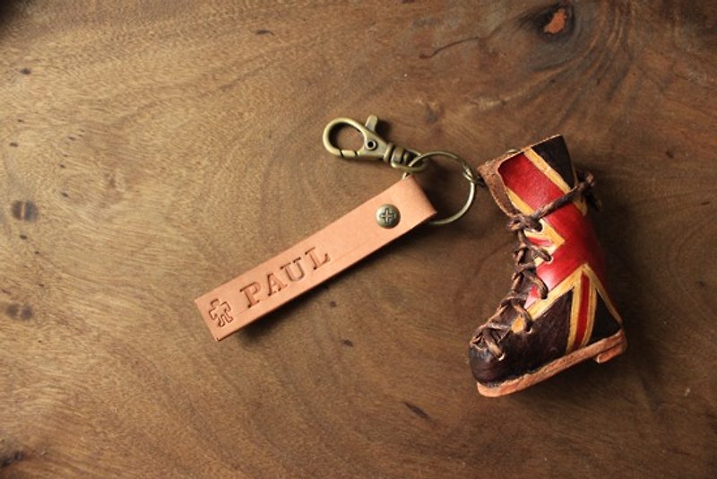 Vintage Coke Brown Boots Keychain (Valentine's Day gift made gift) - can be lettering - ที่ห้อยกุญแจ - หนังแท้ สีนำ้ตาล
