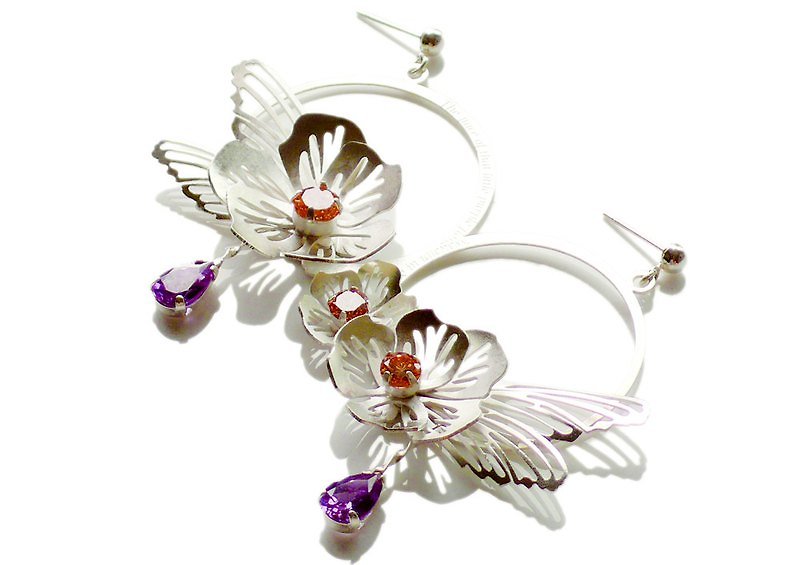 {A Midsummer Night’s Dream} Act Two-Purple Flower Earrings - Earrings & Clip-ons - Other Metals Gray