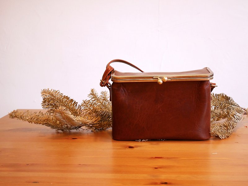 Small box _ dark coffee - Messenger Bags & Sling Bags - Genuine Leather Brown