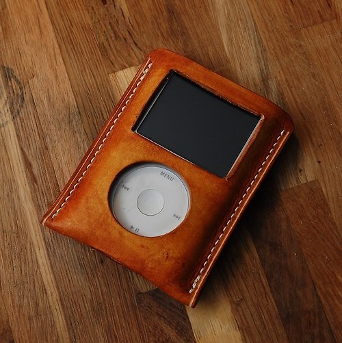 罐手製 罐手制 手工染黃棕色義大利植鞣革 MP3 ipod classic ipc皮套