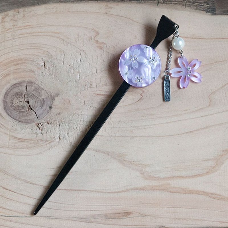 Sakura carve Hairpin-purple - เครื่องประดับผม - อะคริลิค สีม่วง