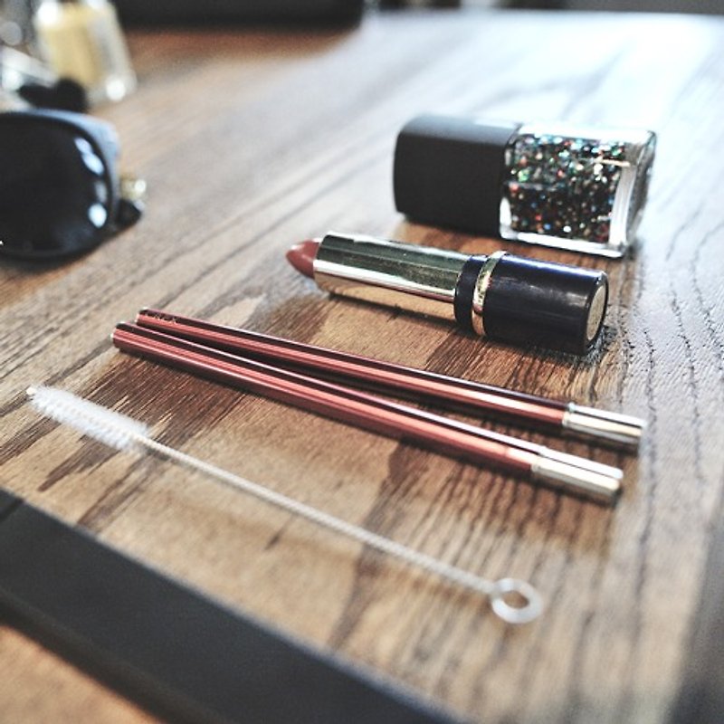口袋裏 我的專屬 環保筷 | 巧克力隨行筷 黑紅刷款 - 筷子/筷架 - 其他金屬 紅色