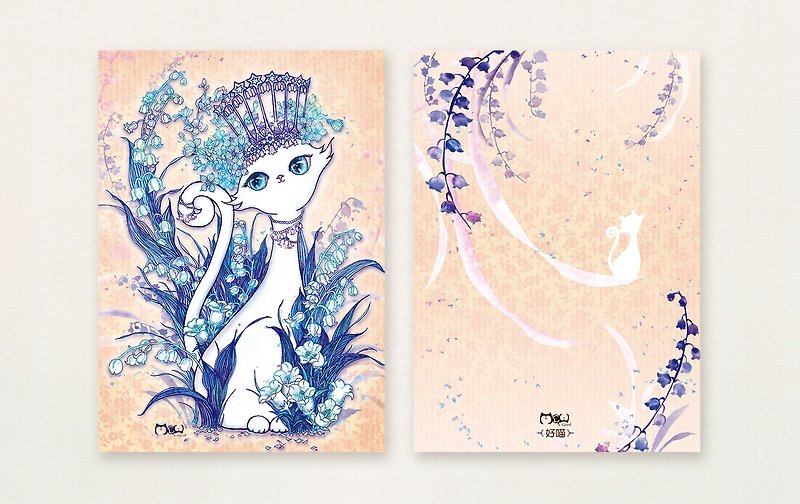 Good meow painted postcard - blue cat - การ์ด/โปสการ์ด - กระดาษ 