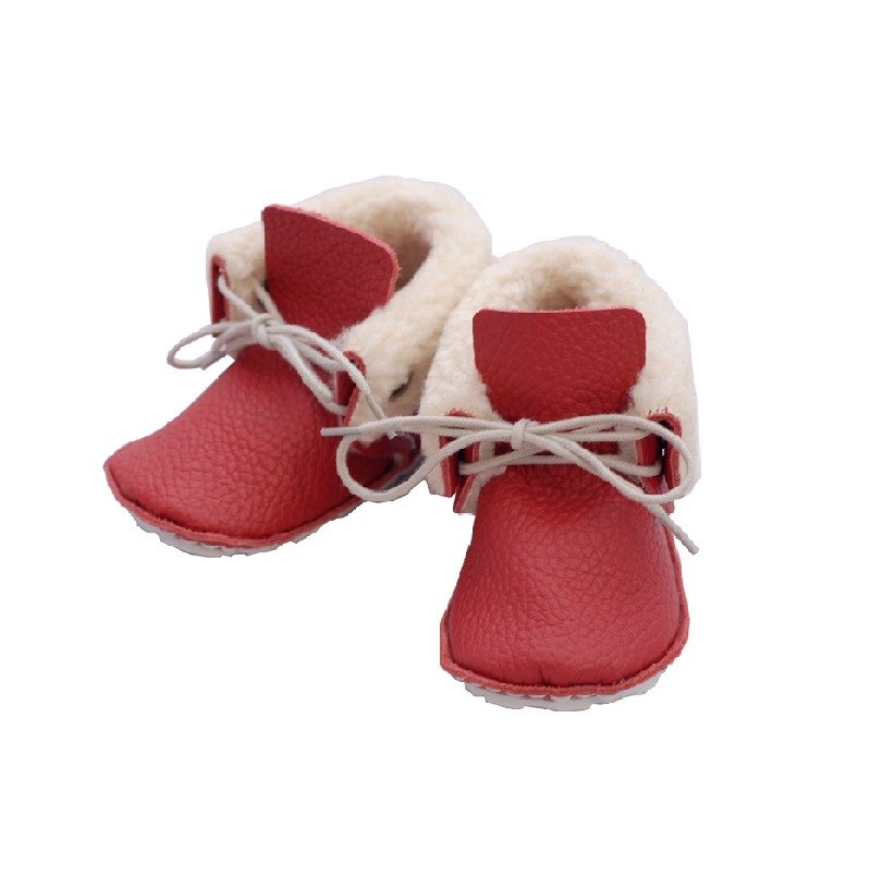 【歐洲製】冬日暖暖-紅 First baby shoes 手工真皮學步鞋-現貨 - 男/女童鞋 - 真皮 