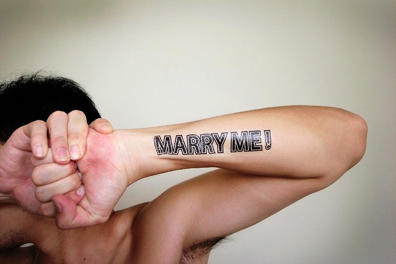 [Let's Celebrating] Marriage Proposal / MARRY ME / Tattoo Sticker - อื่นๆ - กระดาษ สีดำ
