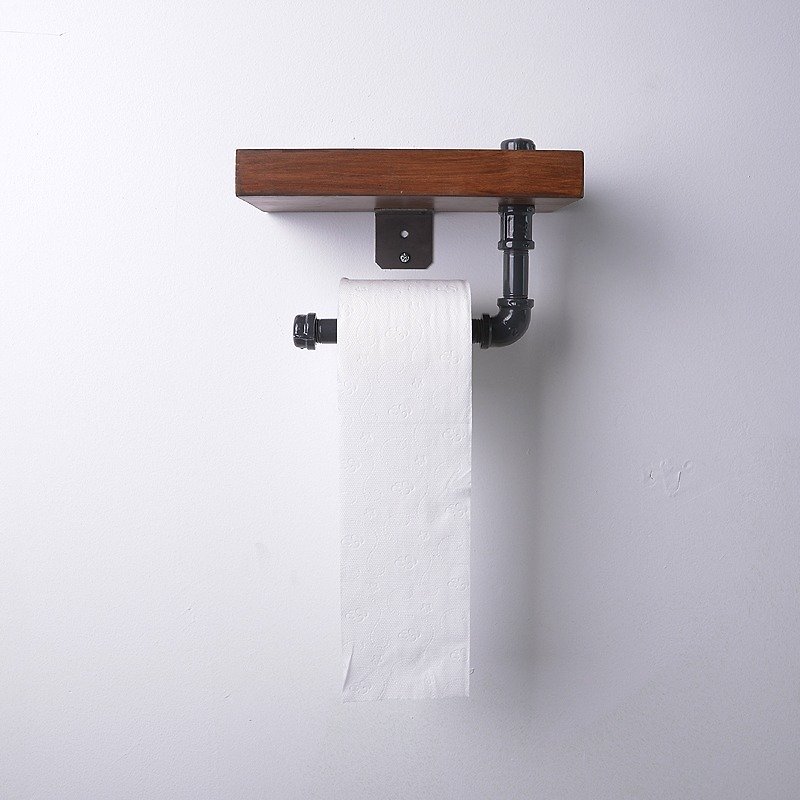 Water pipe roll toilet paper holder/thick wood shelf/towel rack storage - Wood, Bamboo & Paper - Wood Khaki