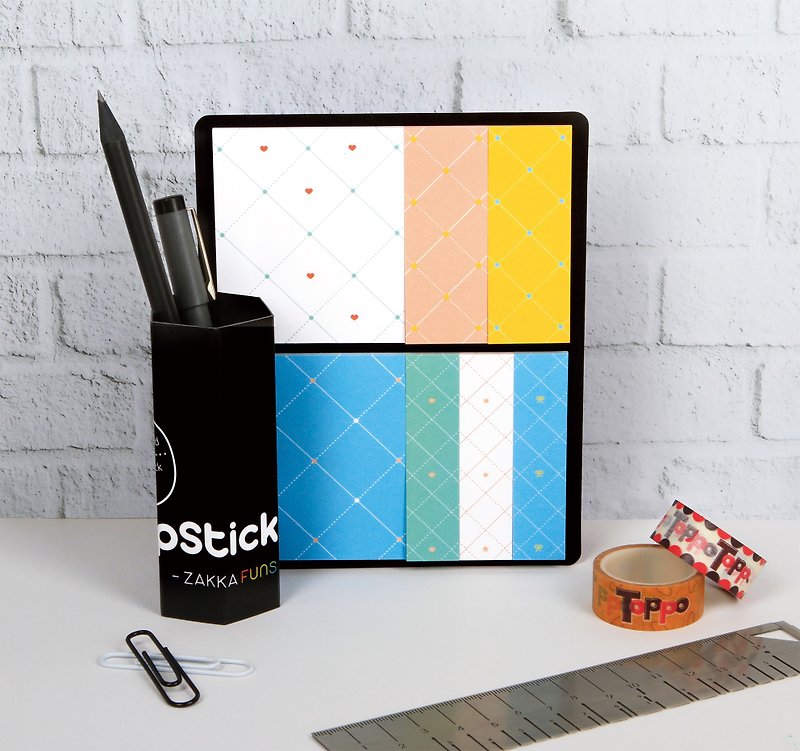 Colorful Zakka-funs Post-it Note (Lozenge-shape pattern) - Sticky Notes & Notepads - Paper Multicolor