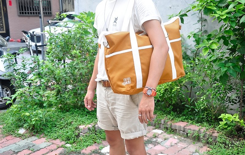 Pure Travel Go-Shoulder Bag / Crossbody Bag / Canvas Bag-Yellow Ochre - Messenger Bags & Sling Bags - Other Materials Yellow