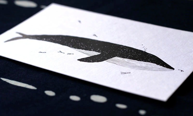 大鯨魚明信片 - 卡片/明信片 - 紙 黑色