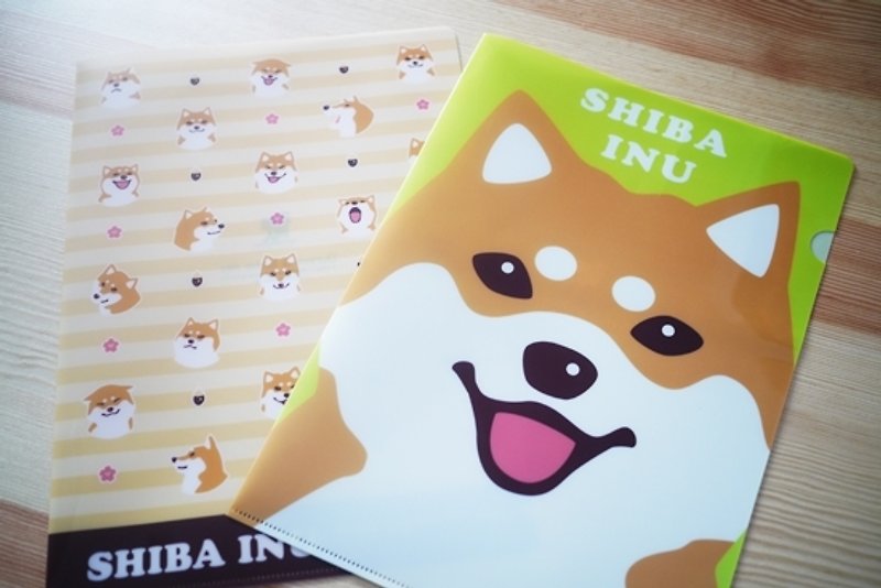 [Warehouse] Shiba Inu L-shaped file folder (yellow) for a4 paper - แฟ้ม - พลาสติก สีส้ม