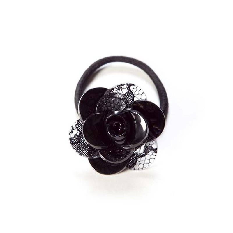 Romantic Lace Style, Camellia, Hair Ties, Hair Accessories - Black - Hair Accessories - Acrylic Black