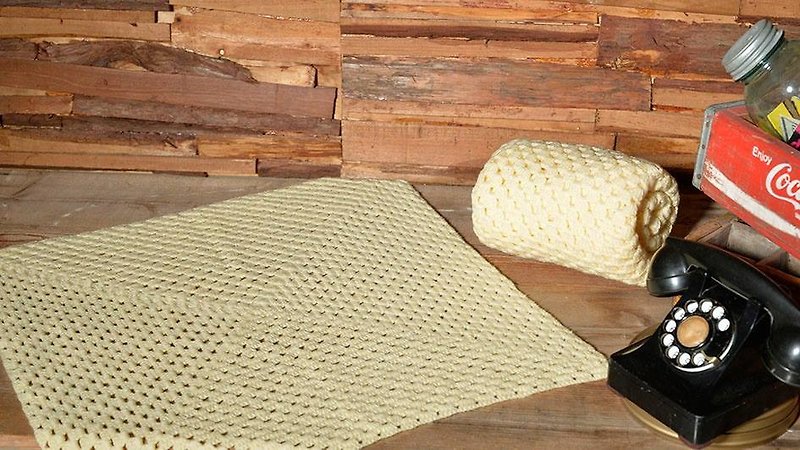 普普風手工編織毯 - 被/毛毯 - 其他材質 黃色