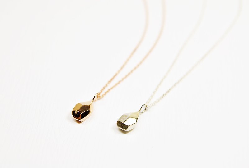 "Ermao Silver" [Irregular Silver Gemstone Necklace→22k Gold Plated, 22k Rose Gold] - สร้อยคอ - โลหะ 