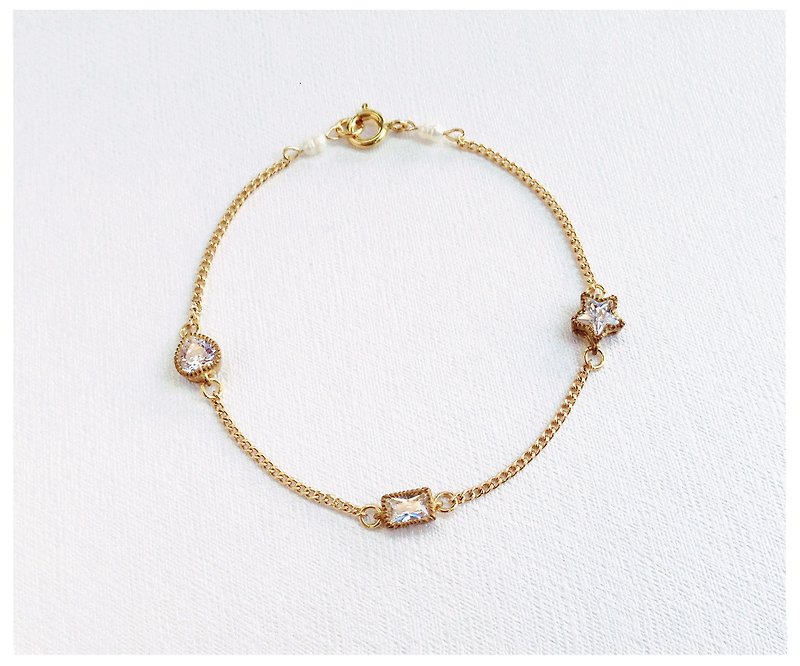∴Minertés = Retro Simple Series - Little Star Zircon fine bracelets ∴ - สร้อยข้อมือ - โลหะ สีทอง